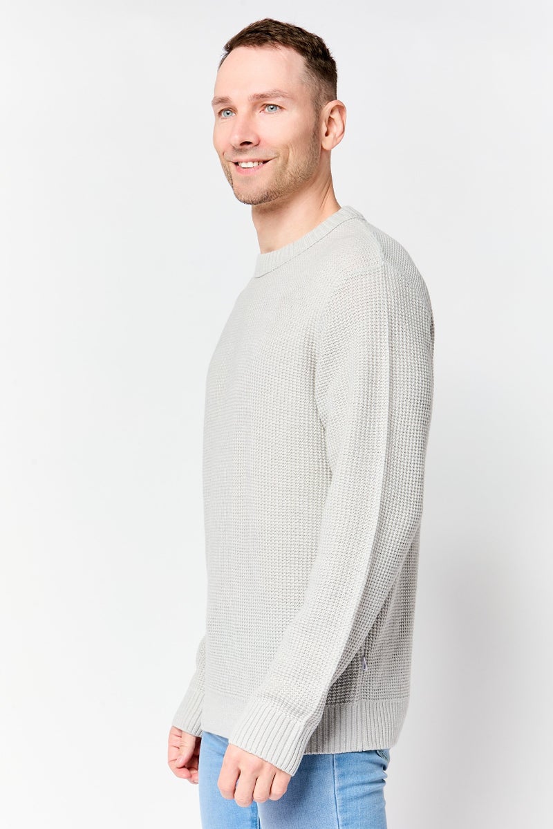 JACK & JONES Men Crew Neck Knitted Sweater, Light Grey - Image 3